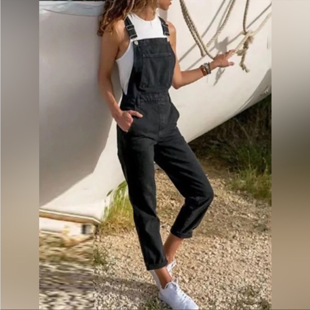 Topshop Moto Jumpsuit Overalls Black